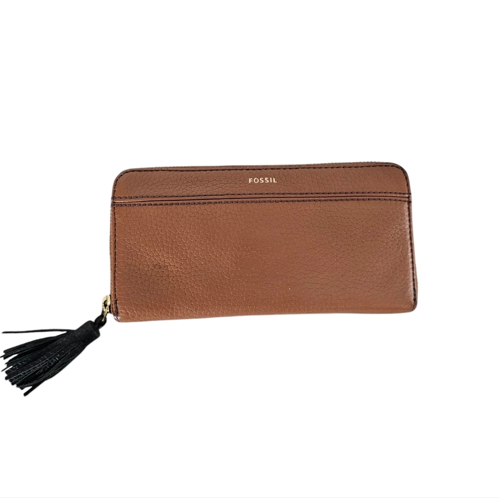 Fossil Tara Zip Around Wallet with Tassel Brown